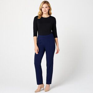 NWOT Susan Graver Navy Knit Slacks Pull-On Pants Size M – Timeless & Versatile